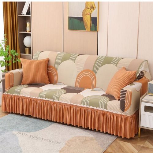 1pc Skirt Style Sofa Cover Stretch Elastic Full Coverage Polyester Fiber Simplistic Modern Design All Season Universal