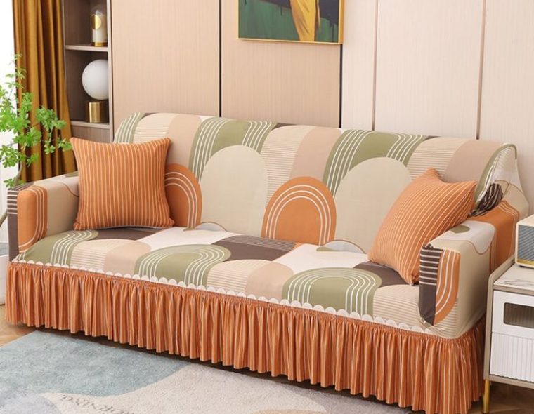 1pc Skirt Style Sofa Cover Stretch Elastic Full Coverage Polyester Fiber Simplistic Modern Design All Season Universal