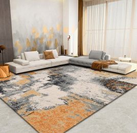 Creative Orange Industrial Rug Polyester Abstract Rug Washable Pet Friendly Non-Slip Carpet for Living Room Yellow-Red-2' x 5'3_