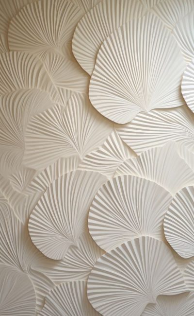 Fan pattern wallpaper plaster white.