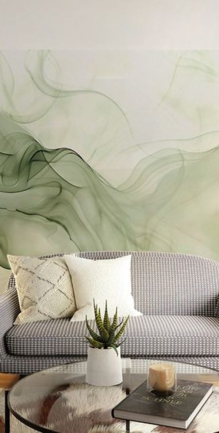 Green Watercolor Ink Wallpaper - Canvas Paper - Sample