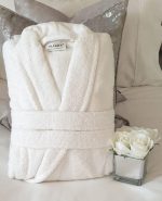 Hotel Luxury Unisex Bathrobe - 100% Cotton - S_M _ Navy