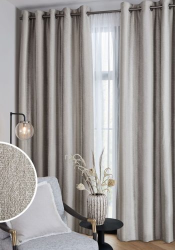 Next Silver Grey Metallic Stripe Eyelet Super Thermal Curtains - silver grey