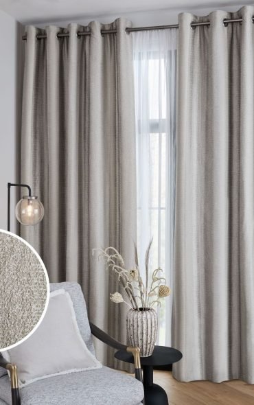 Next Silver Grey Metallic Stripe Eyelet Super Thermal Curtains - silver grey