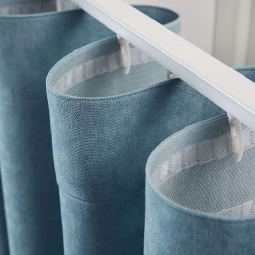 shreebalajistudio Ripple Fold Custom Curtains Blue Custom Curtains